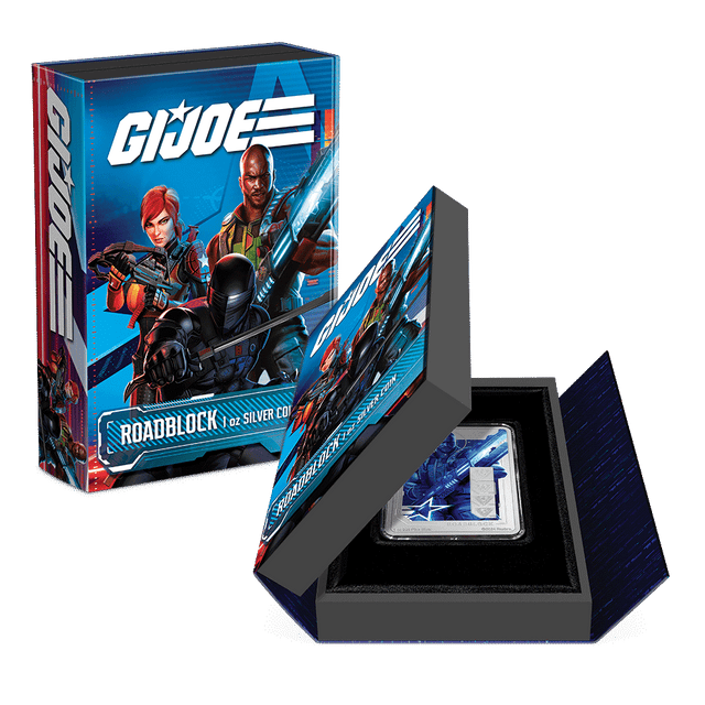 G.I. Joe – Roadblock 1oz Silver Coin  Featuring Custom-designed Book-style Packaging with Coin Insert and Certificate of Authenticity.