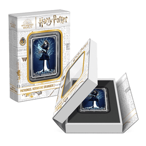 HARRY POTTER™ Patronus: Hermione Granger 1oz Silver Coin Featuring custom packaging with display window and coin insert.