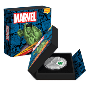 Marvel The Incredible Hulk 3oz Silver Coin  Featuring Custom-designed Book-style Packaging with Coin Insert and Certificate of Authenticity.