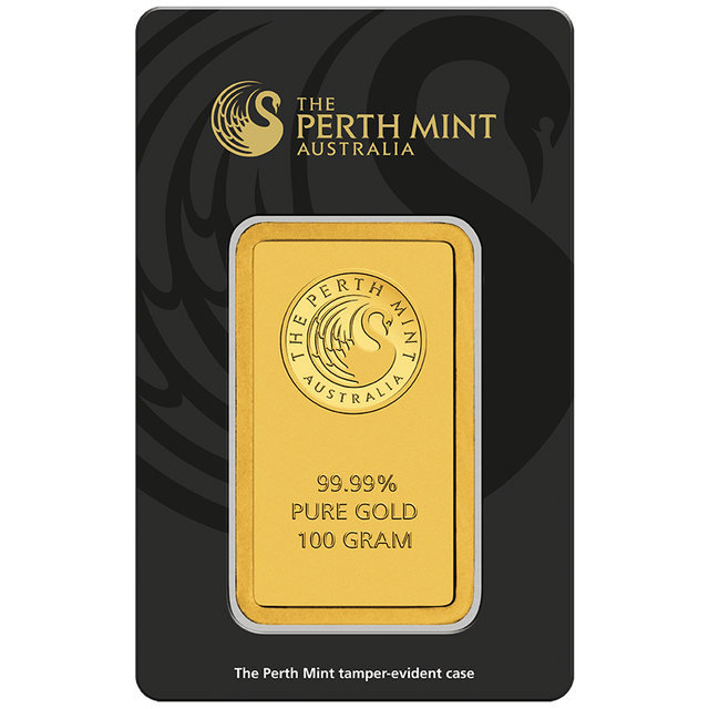 100g Gold Minted Bar Perth Mint - New Zealand Mint