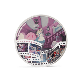 Stumble into the magical world of Disney’s 1951 classic, Alice in Wonderland with this 3oz pure silver coin! Delightful, coloured imagery, including the iconic scene from the film where Alice is entering the White Rabbit’s house. Only 2,000 available! - New Zealand Mint