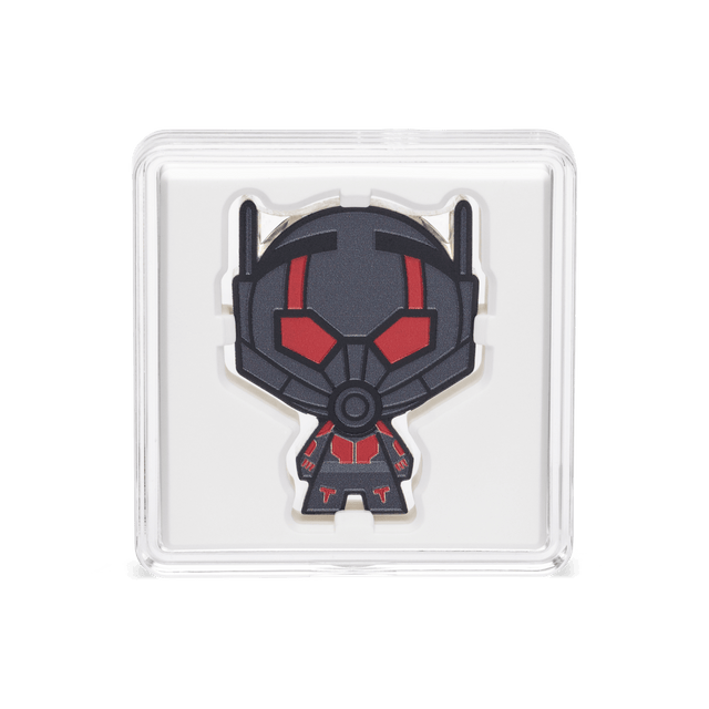 The size-changing Super Hero, Ant-Man™ features on this first 1oz pure silver Chibi® Coin for Marvel! This splendid piece is shaped and coloured to show him in his black and red suit. The design includes some relief which gives an awesome 3D effect - New Zealand Mint